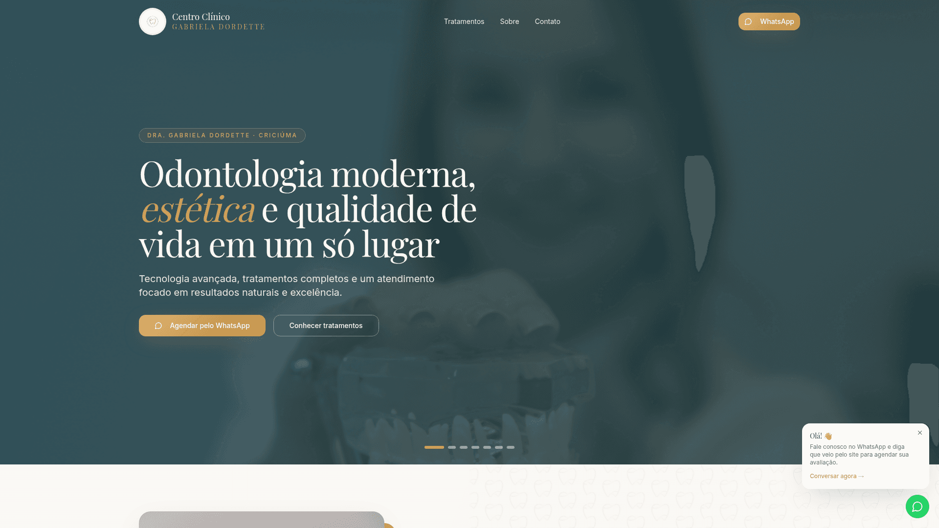 Preview do site da clínica Gabriela Dentista desenvolvido pela Zorzetto Labs